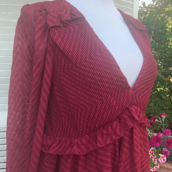 NWOT-ASOS mini babydoll smock dress in chevron - Picture 4 of 8